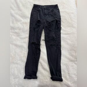 American Eagle Outfitters Black Distressed Jeans